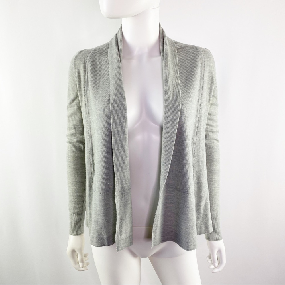 M. Patmos Gray Long Sleeve Draped Open Cardigan
